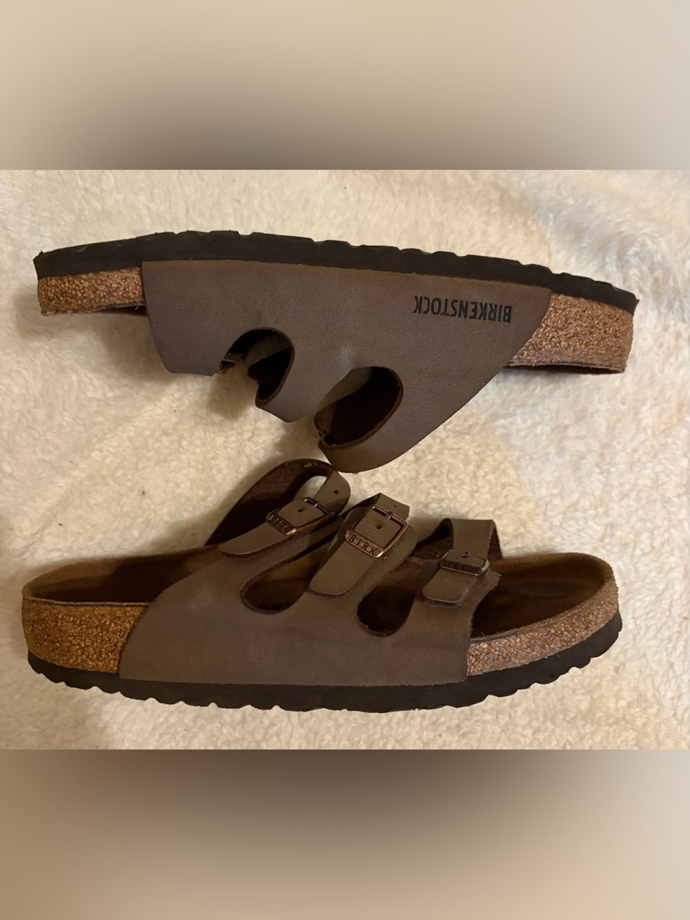 Women’s Birkenstock Florida Mauve Brown 3 Strap Sandals EU 37 US 7 EUC - Picture 2 of 8